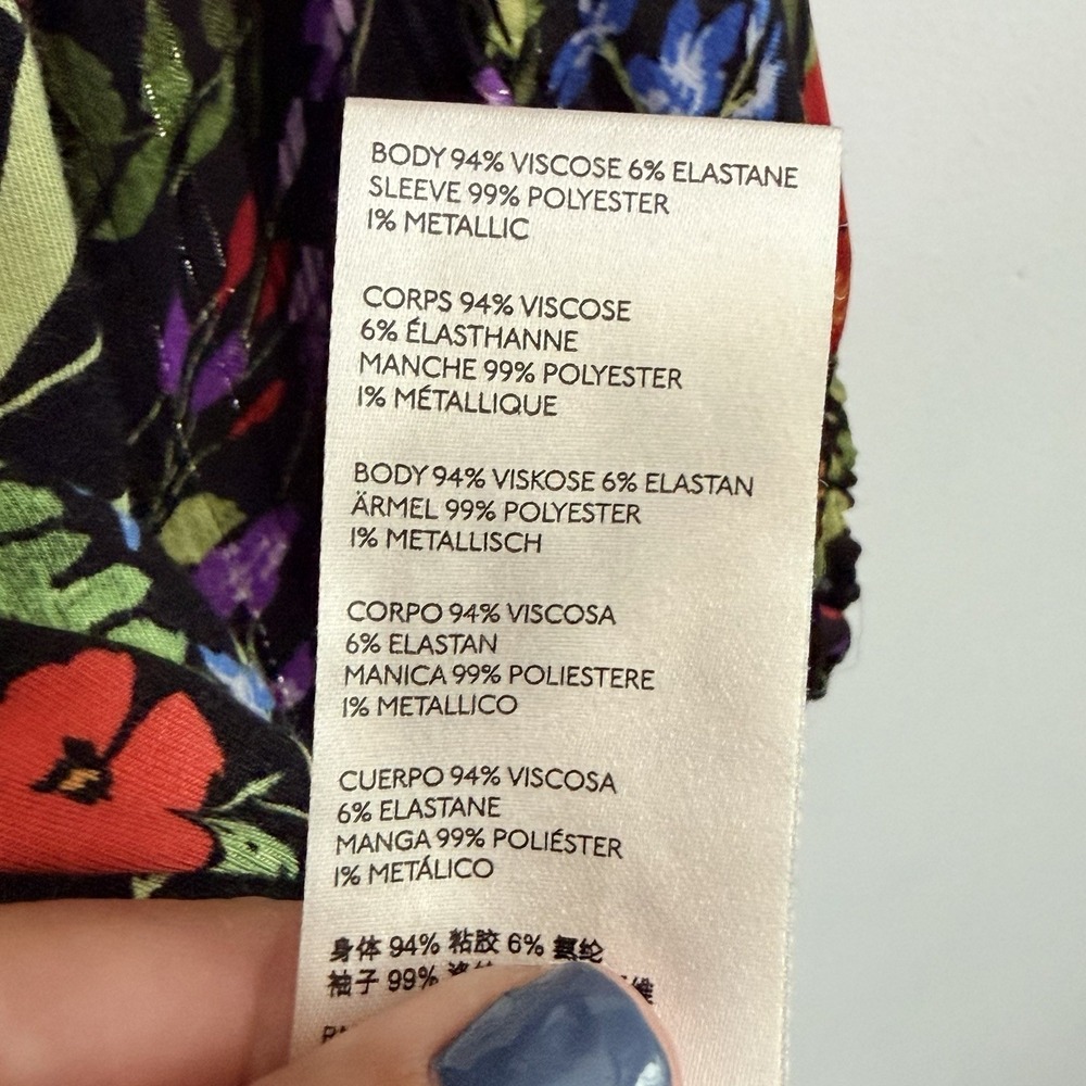 Maeve Anthropologie Jacquin Top XL Floral Popover 3/4 Sleeve Tie Neck Party - Picture 6 of 9